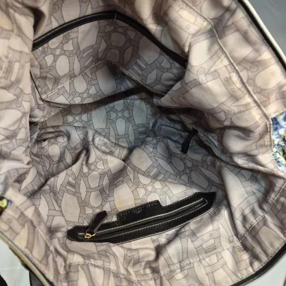 Aimee Kestenberg Snakeskin Print Nylon Tote Shoulder Bag Multipocket Zip Closure - Picture 7 of 13